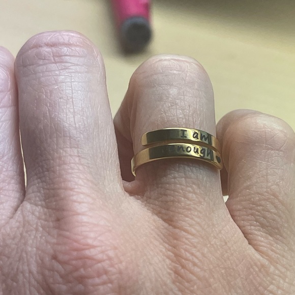 Silver “I am Enough” Adjustable Ring - Picture 4 of 4